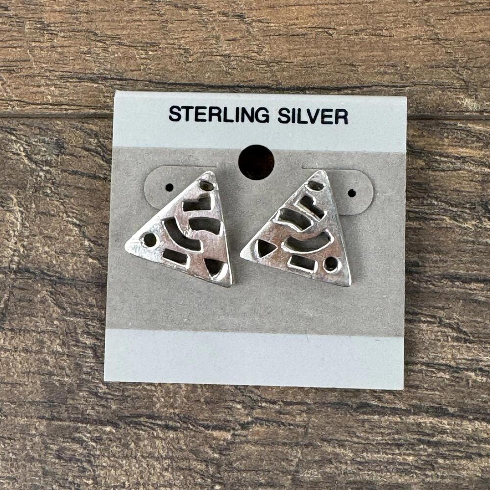 Sterling Silver Triangle Cutout‎ Earrings